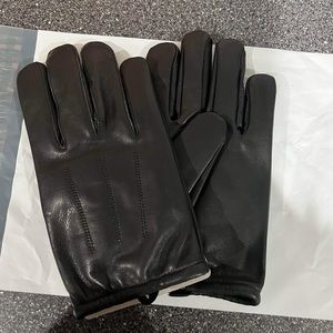 New black leather tactical duty search gloves